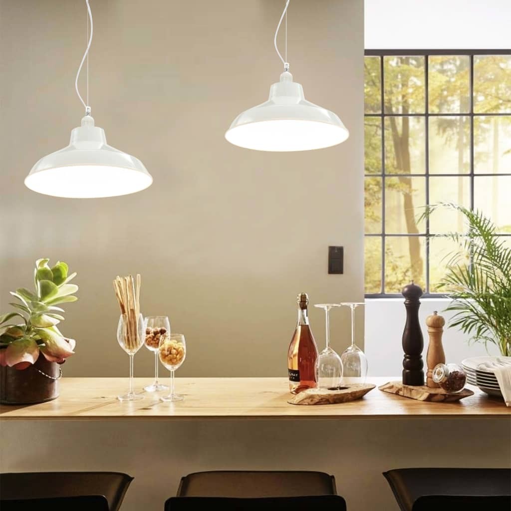 Hanging Lamps 2 pcs White Round E27